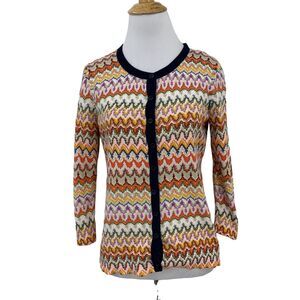 Tabitha Anthropologie Chevron Cardigan Womens M Medium 3/4 Sleeves Knit Button